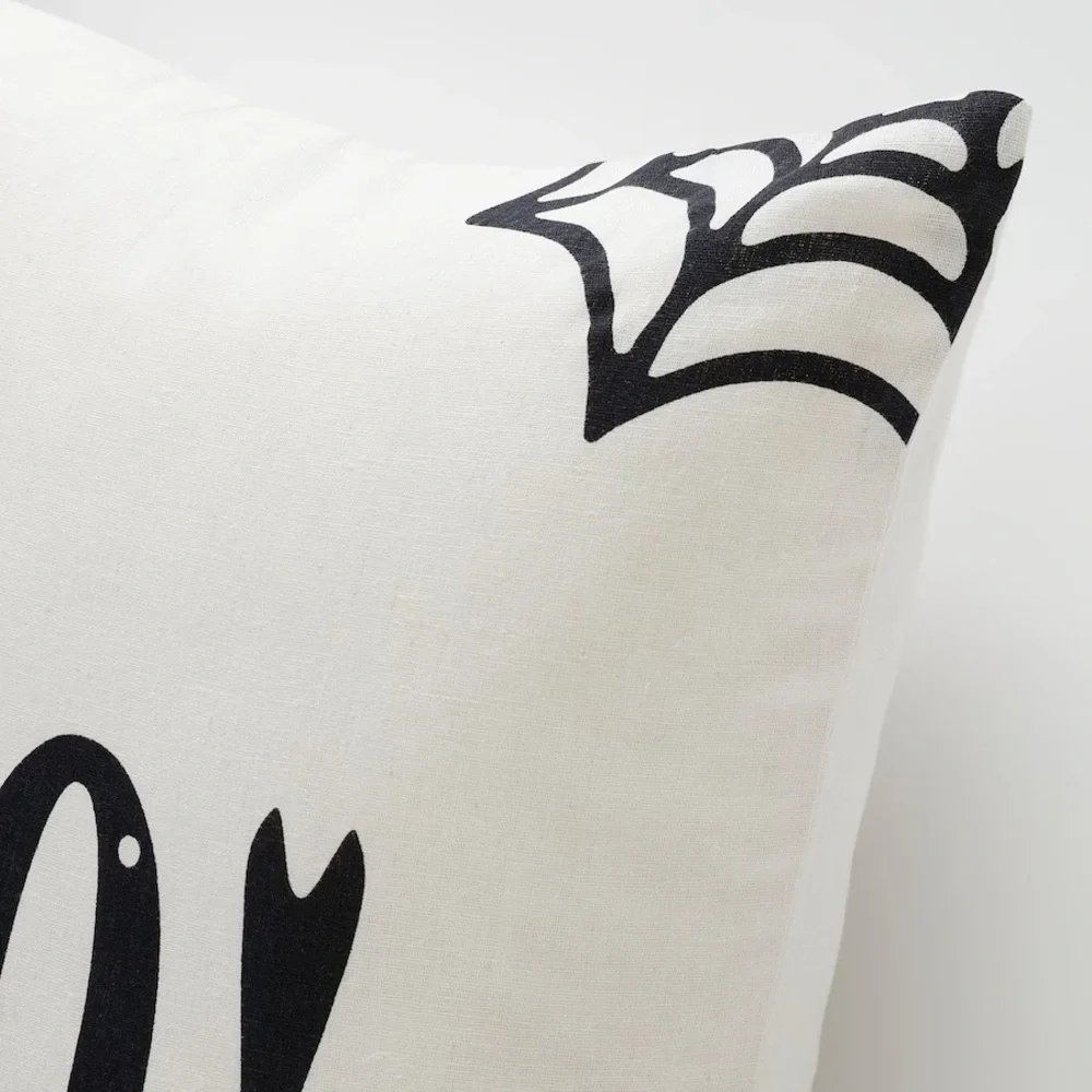 IKEA KUSTFYR Cushion cover, white/black, 20x20 
